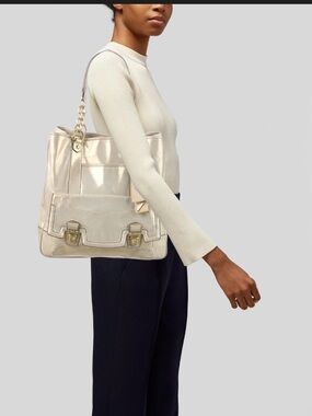 Coach 17924 Poppy Pushlock Leather Tote Shoulder Bag Purse Handbag